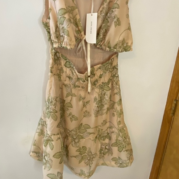 NWT MON RENN Wildflower Tie Front Cutout Mini Dress - Picture 5 of 10